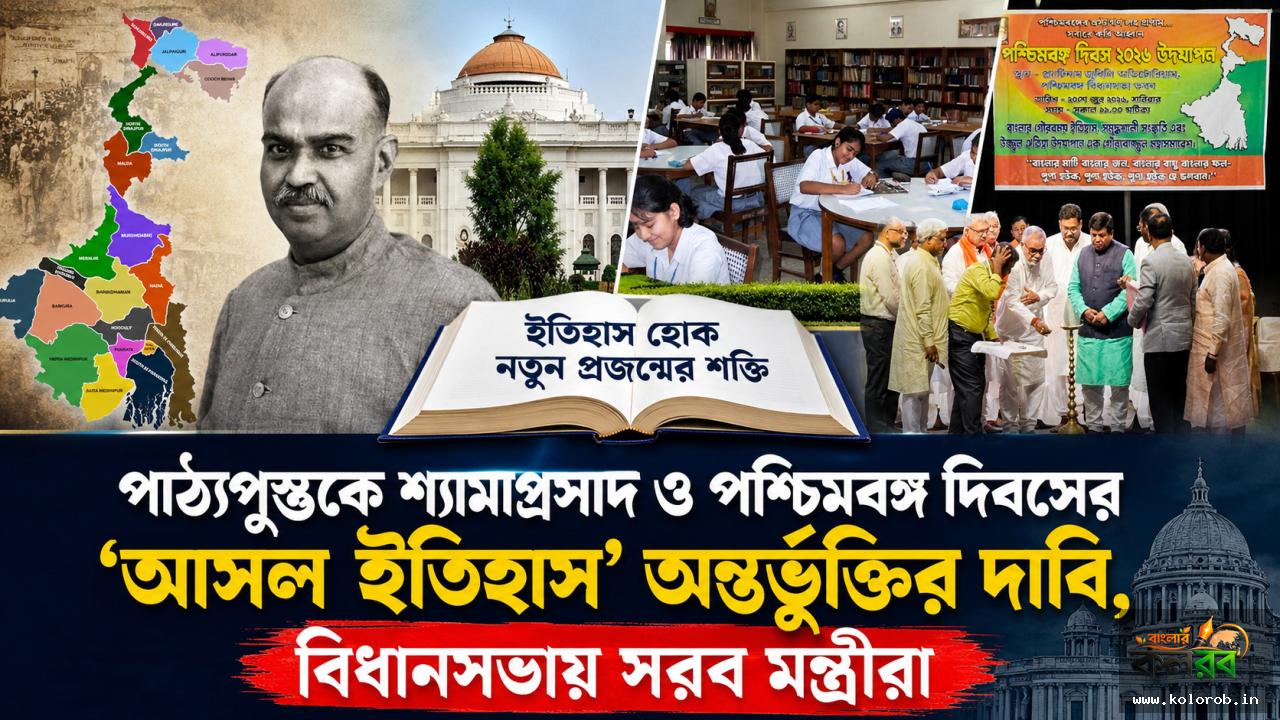 পাঠ্যপুস্তকে শ্যামাপ্রসাদ ও পশ্চিমবঙ্গ দিবসের ‘আসল ইতিহাস’ অন্তর্ভুক্তির দাবি, বিধানসভায় সরব মন্ত্রীরা