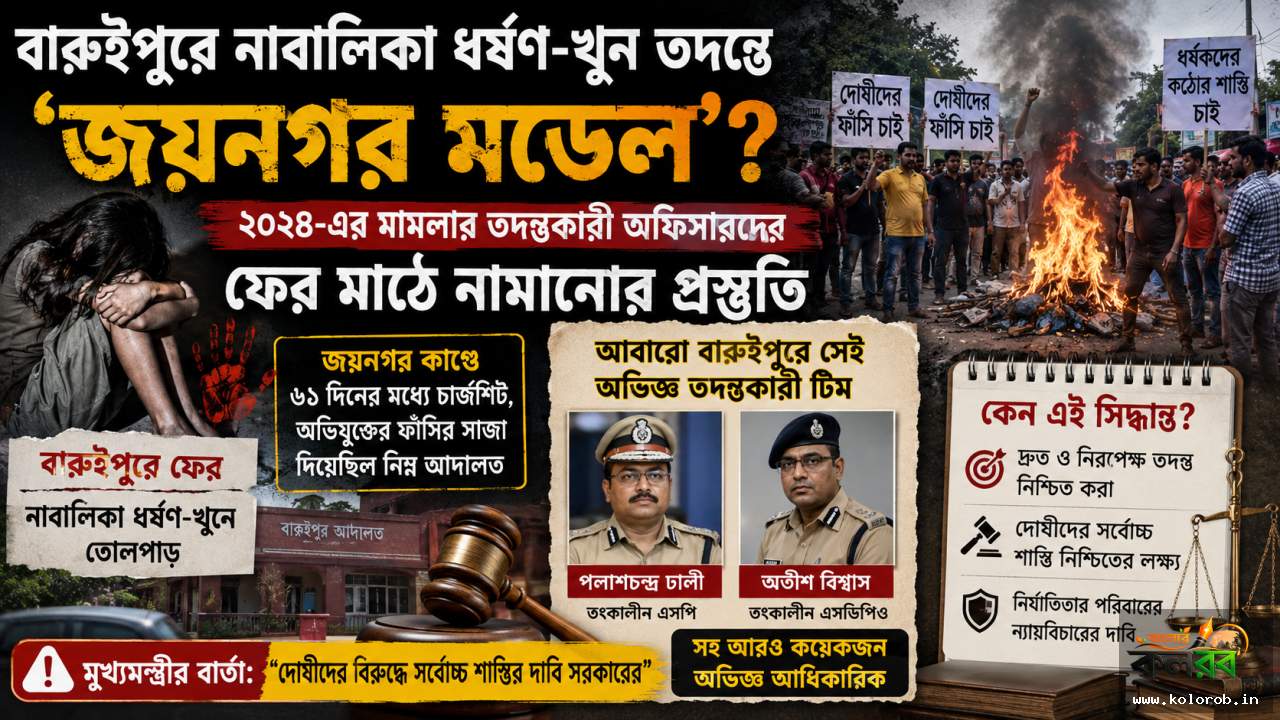 বারুইপুরে নাবালিকা ধর্ষণ-খুন তদন্তে ‘জয়নগর মডেল’? ২০২৪-এর মামলার তদন্তকারী অফিসারদের ফের মাঠে নামানোর প্রস্তুতি
