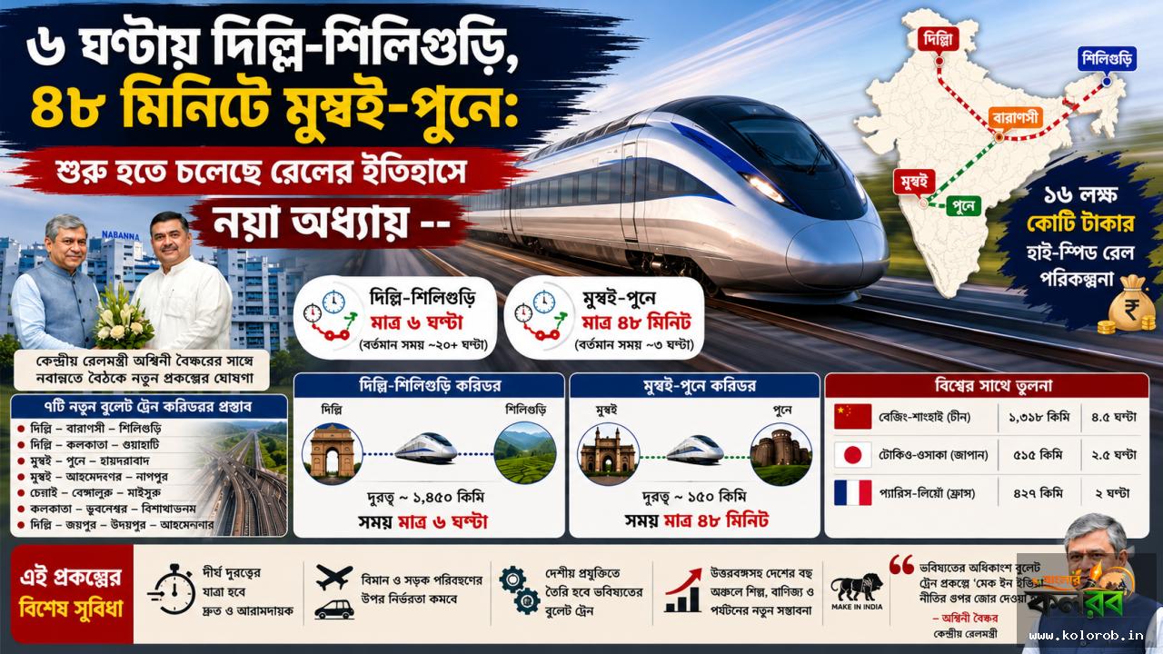৬ ঘণ্টায় দিল্লি-শিলিগুড়ি, ৪৮ মিনিটে মুম্বই-পুনে! ভারতের রেল ইতিহাসে নতুন যুগের সূচনা করতে চলেছে বুলেট ট্রেন প্রকল্প
