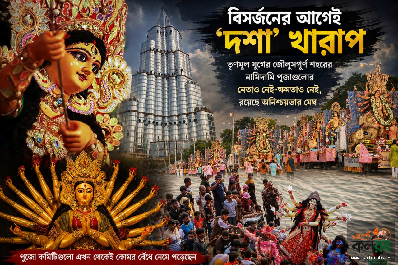 বিসর্জনের আগেই 'দশা' খারাপ তৃণমূল যুগের জৌলুসপূর্ণ শহরের নামিদামি পূজাগুলোর