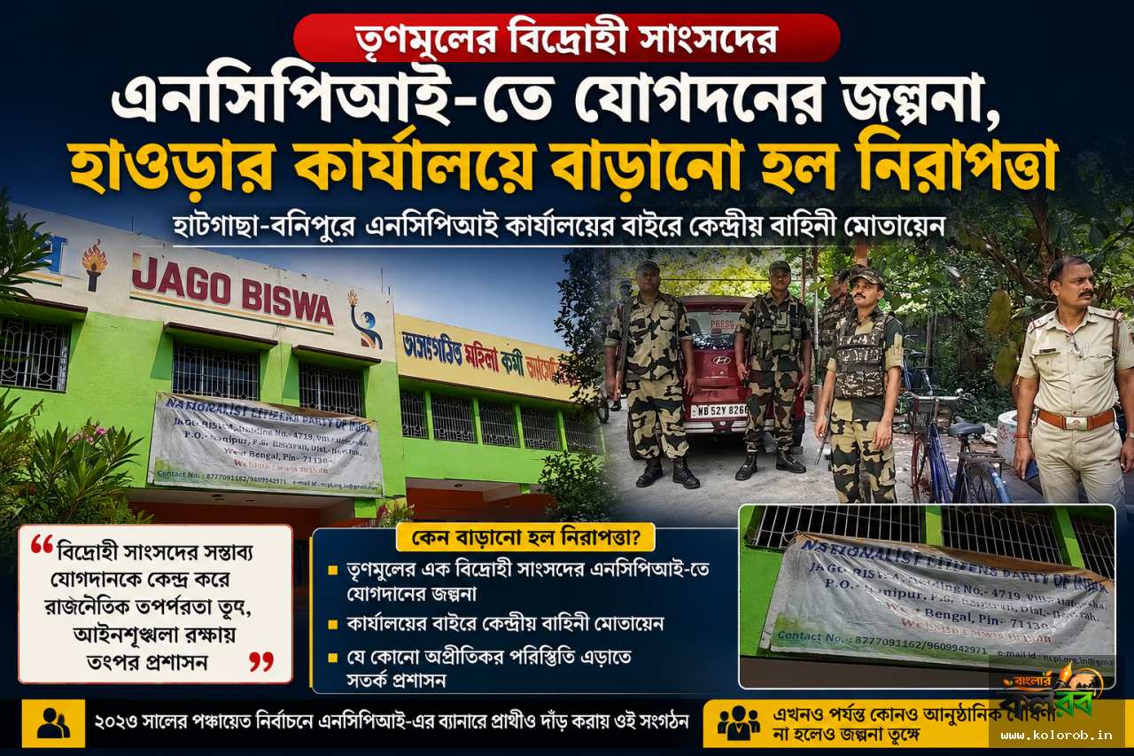 তৃণমূলের বিদ্রোহী সাংসদের এনসিপিআই-তে যোগদানের জল্পনা, হাওড়ার কার্যালয়ে বাড়ানো হল নিরাপত্তা