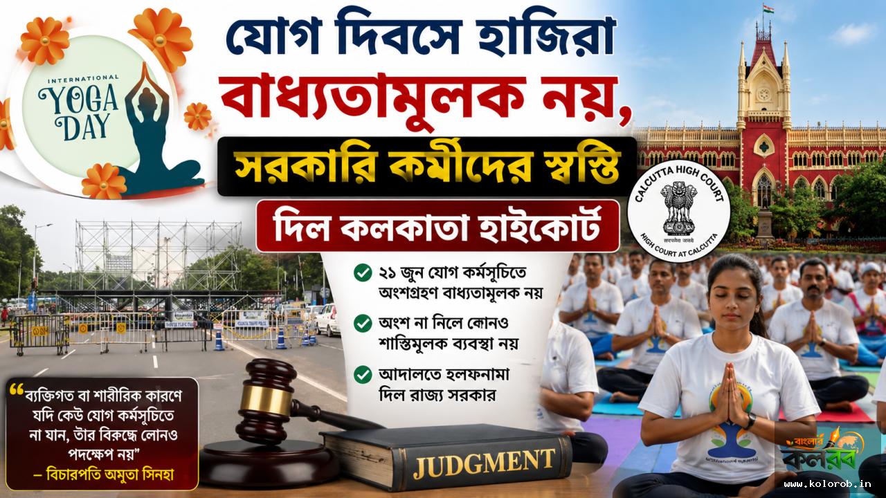 যোগ দিবসে হাজিরা বাধ্যতামূলক নয়, সরকারি কর্মীদের স্বস্তি দিল কলকাতা হাইকোর্ট