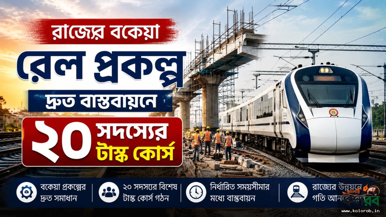 রাজ্যের বকেয়া রেল প্রকল্প দ্রুত বাস্তবায়নে ২০ সদস্যের টাস্ক কোর্স