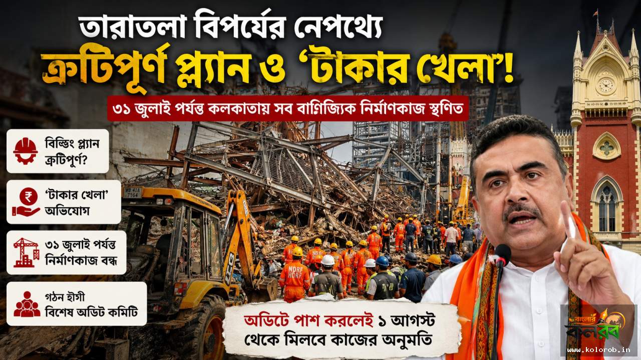 তারাতলা বিপর্যয়ের নেপথ্যে ত্রুটিপূর্ণ প্ল্যান ও ‘টাকার খেলা’: ৩১ জুলাই পর্যন্ত কলকাতায় সব বাণিজ্যিক নির্মাণকাজ স্থগিতের নির্দেশ মুখ্যমন্ত্রীর
