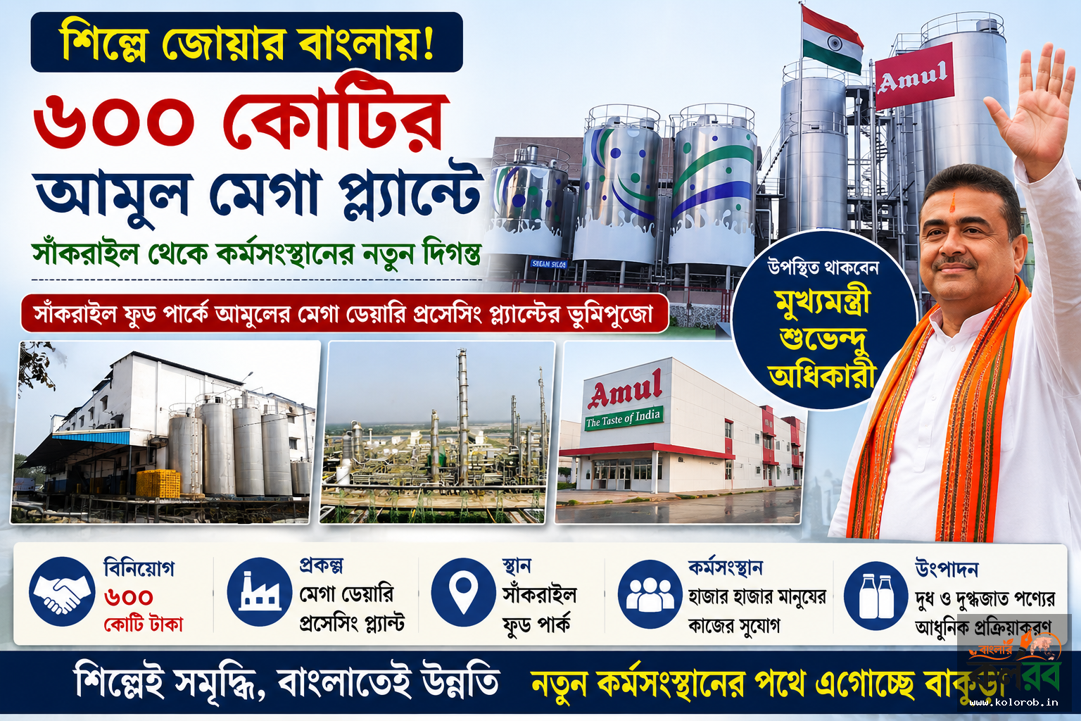 শিল্পে জোয়ার বাংলায়! ৬০০ কোটির আমূল মেগা প্ল্যান্টে সাঁকরাইল থেকে কর্মসংস্থানের নতুন দিগন্ত