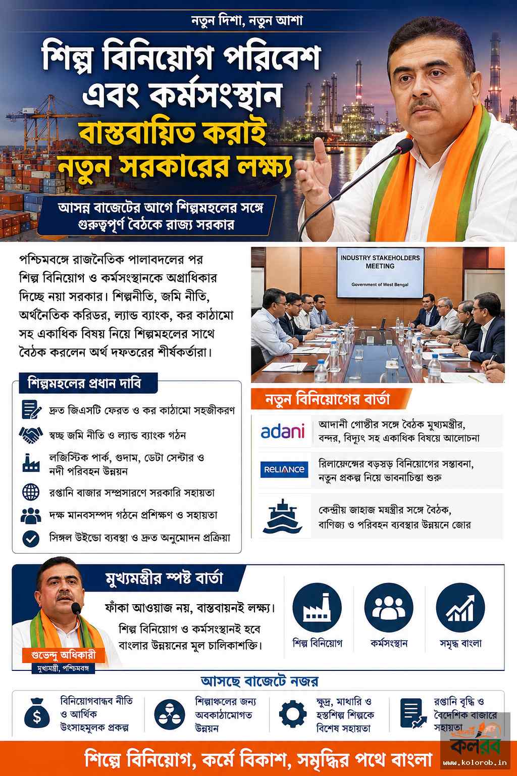 শিল্প বিনিয়োগ ও কর্মসংস্থানে জোর, নতুন সরকারের লক্ষ্য বাস্তবায়নেই