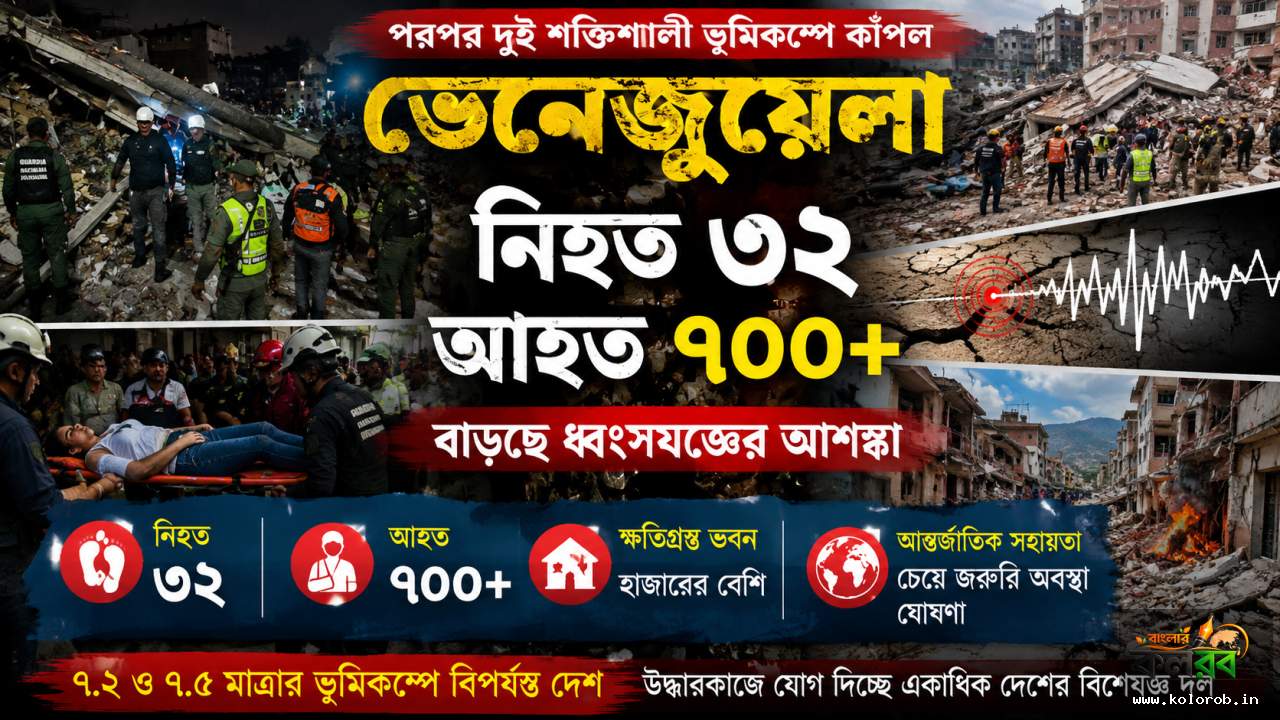 ভেনেজুয়েলায় পরপর দুই শক্তিশালী ভূমিকম্প, নিহত ৩২, আহত ৭০০-র বেশি; বাড়ছে ধ্বংসযজ্ঞের আশঙ্কা