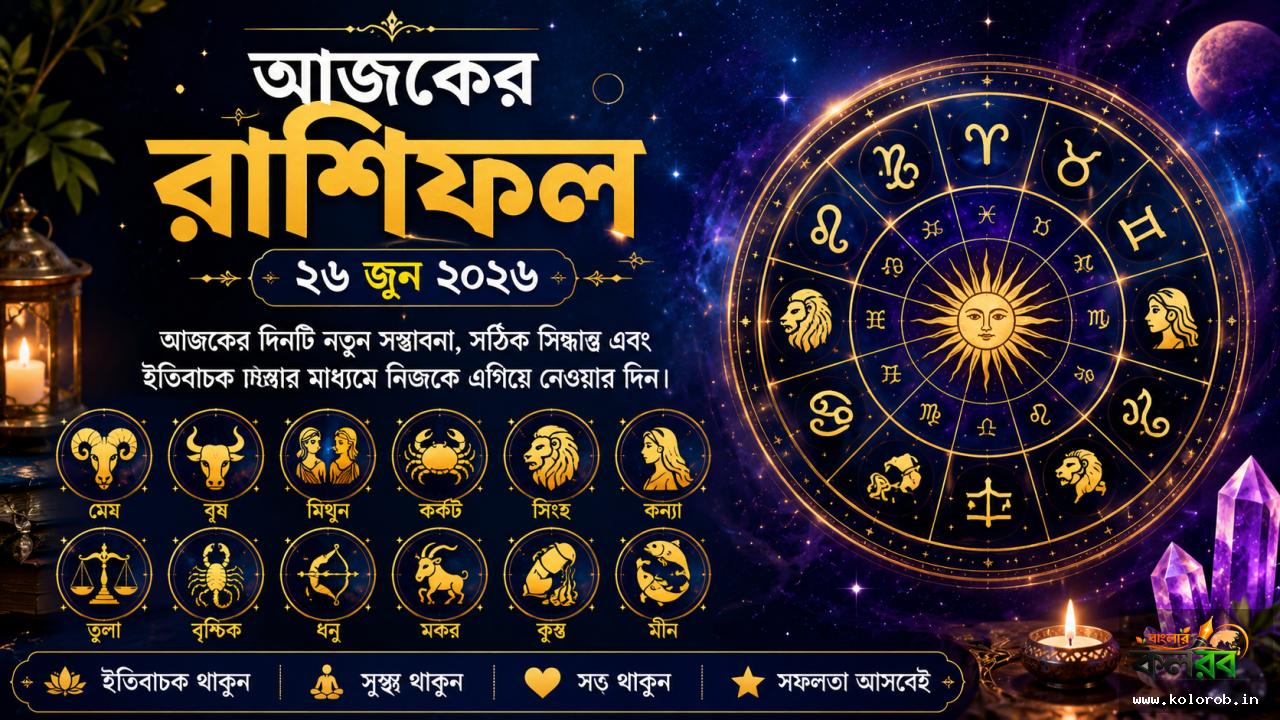 আজকের  রাশিফল ২৬ জুন ২০২৬: কার ভাগ্যে সাফল্য, কার জীবনে আসবে বড় পরিবর্তন?