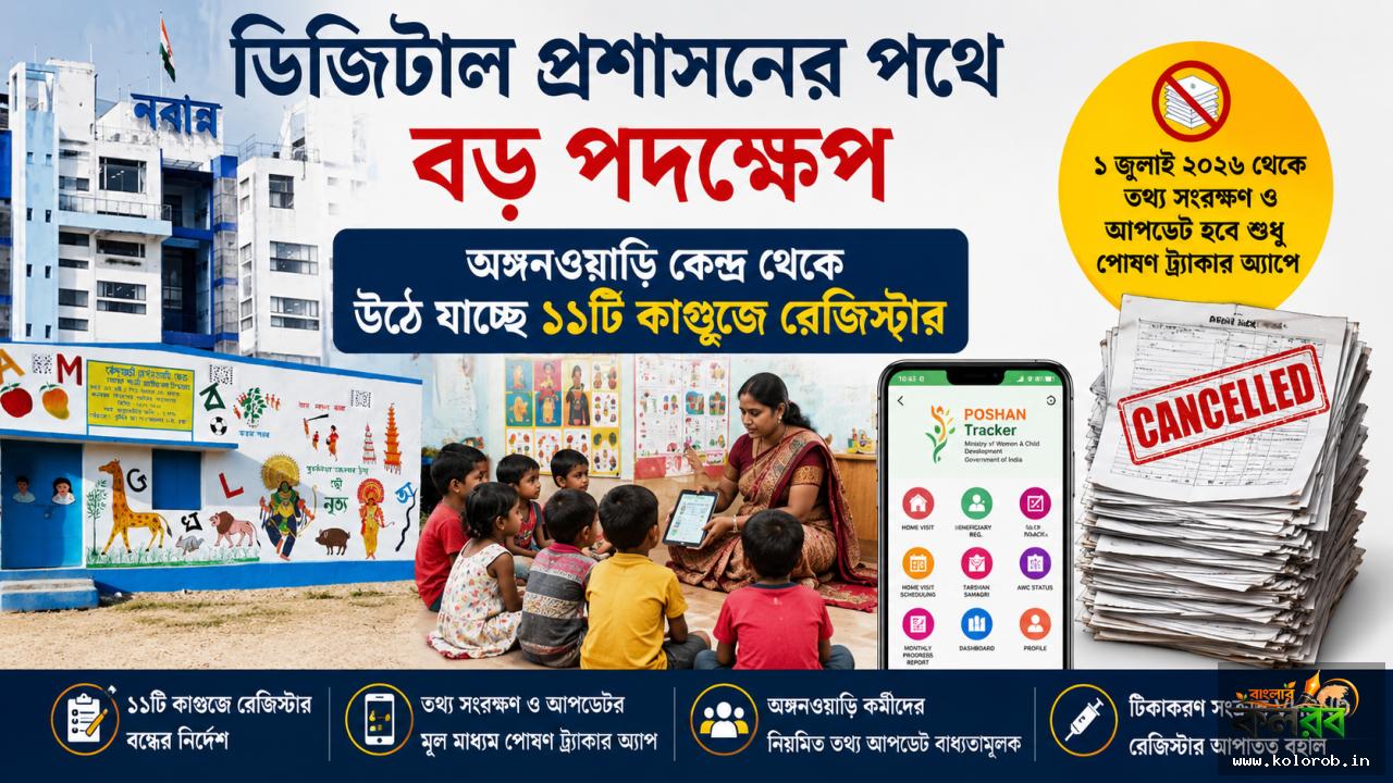 ডিজিটাল প্রশাসনের পথে বড় পদক্ষেপ, অঙ্গনওয়াড়ি কেন্দ্র থেকে উঠে যাচ্ছে ১১টি কাগুজে রেজিস্টার