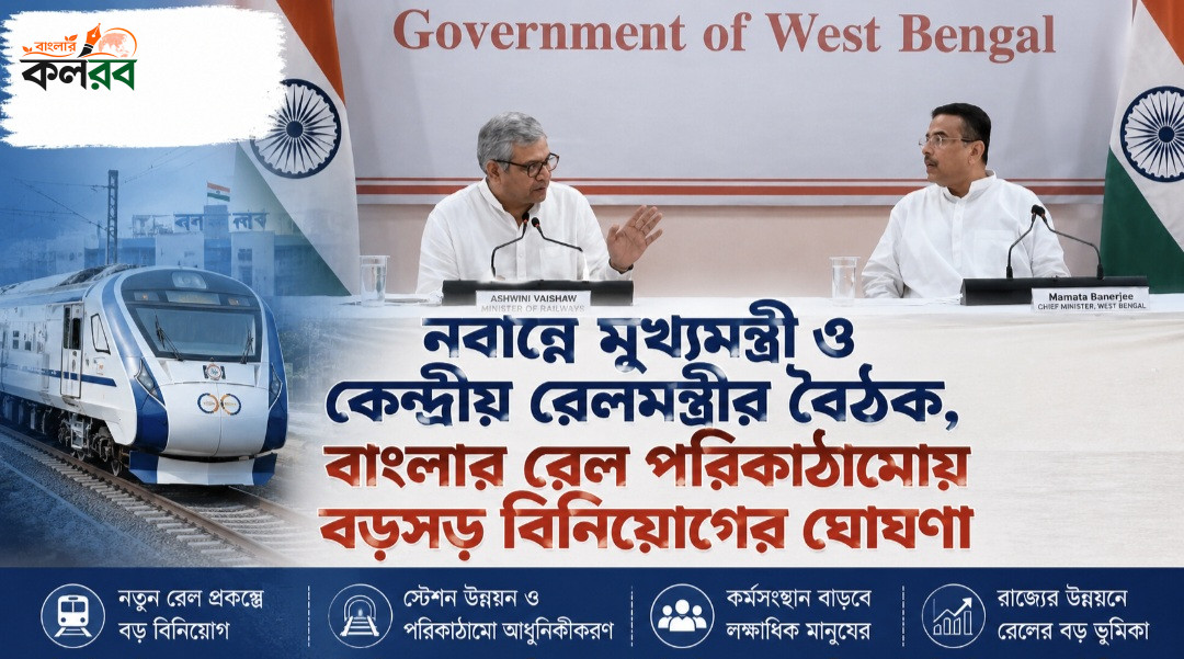 নবান্নে  মুখ্যমন্ত্রী ও কেন্দ্রীয় রেলমন্ত্রীর বৈঠক, বাংলার রেল পরিকাঠামোয় বড়সড় বিনিয়োগের ঘোষণা