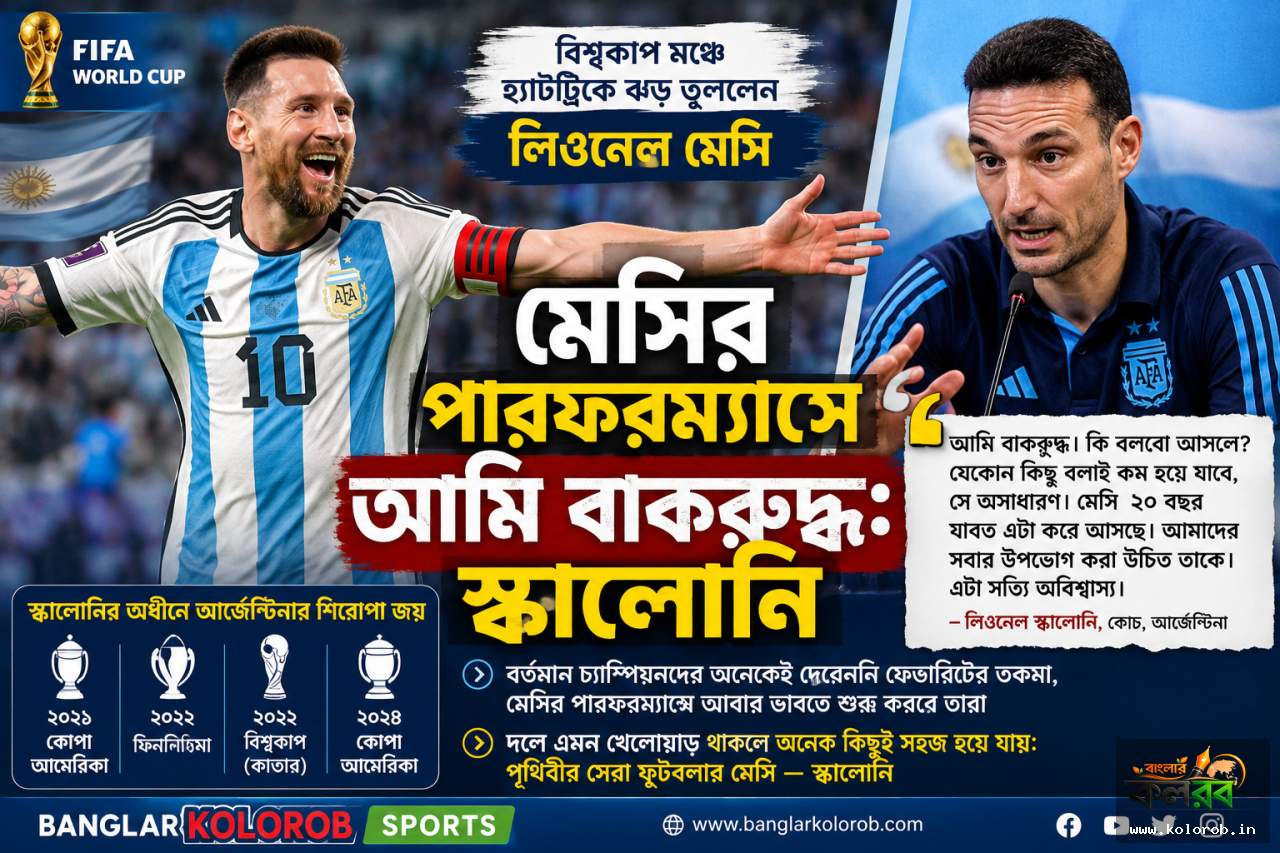 মেসির পারফরম্যান্সে আমি বাকরুদ্ধ: বিশ্বকাপ মঞ্চে হ্যাটট্রিকের পর উচ্ছ্বসিত স্কালোনি