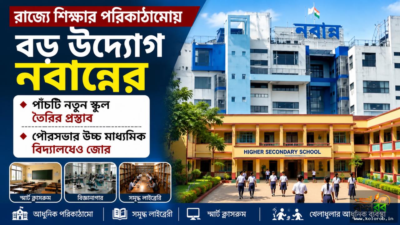 রাজ্যে শিক্ষার পরিকাঠামোয় বড় উদ্যোগ, নবান্নে পাঁচটি নতুন স্কুল তৈরির প্রস্তাব; পৌরসভার উচ্চ মাধ্যমিক বিদ্যালয়েও জোর