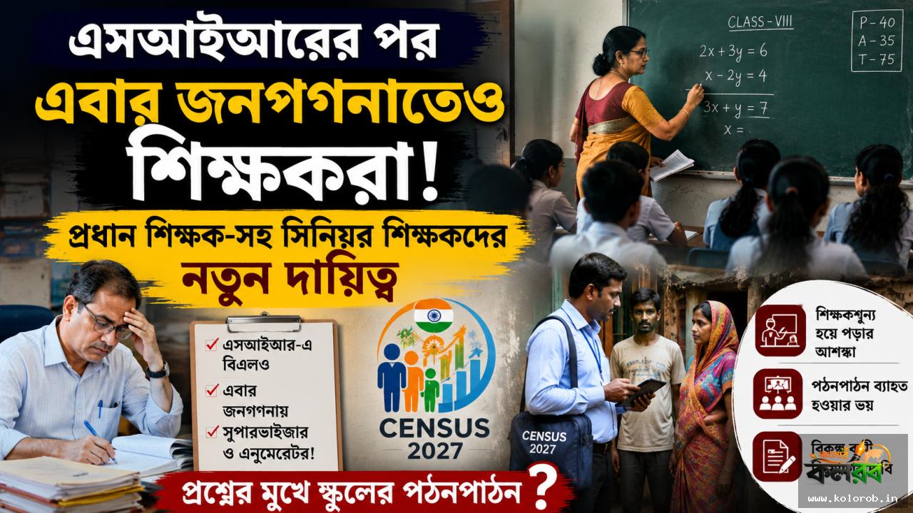 এসআইআরের পর এবার জনগণনাতেও শিক্ষকরা! প্রধান শিক্ষক-সহ সিনিয়র শিক্ষকদের নতুন দায়িত্বে প্রশ্নের মুখে স্কুলের পঠনপাঠন